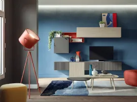 Parete Attrezzata Living LV736 in laccato e melaminico di Giessegi