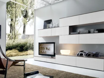 Parete Attrezzata in laccato bianco lucido Shining Vania di S75