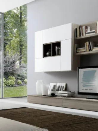 Parete Attrezzata Spot Irma 06 finitura olmo brown e bianco di S75