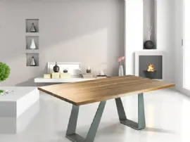 Tavolo Infinity 10 con toop in legno massello e base in metallo di Bamart