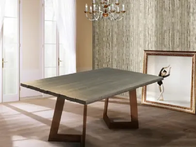 Tavolo Infinity 14 con top in legno e base in metallo di Bamart