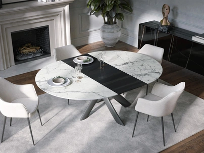 Tavolo allungabile Style Round Ext in ceramica con allunga in legno di Tonin Casa