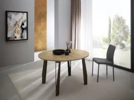 Tavolo T1377A Jet 120 Rotondo in melaminico rovere di Zamagna