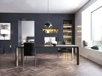 Tavolo T1507 Circle 160 in vetroceramica lucida di Zamagna