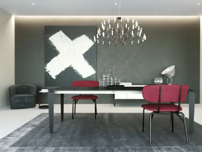Tavolo T1522 Freccia 160 in laminato nero di Zamagna