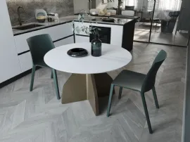 Tavolo rotondo allungabile Wing in ceramica bianco assoluto di Zamagna