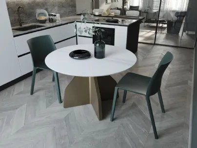 Tavolo rotondo allungabile Wing in ceramica bianco assoluto di Zamagna