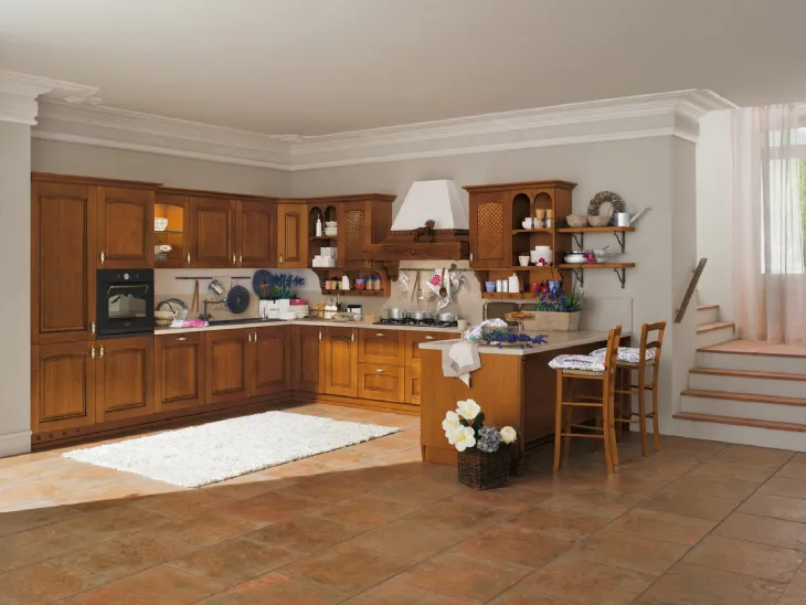 Cucina Classica angolare in legno di ciliegio Contessa di Ar-Tre