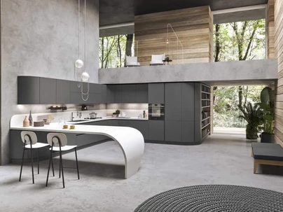 Cucina Moderna con penisola Progetto Sistema Laccato 04 di Ar-Tre