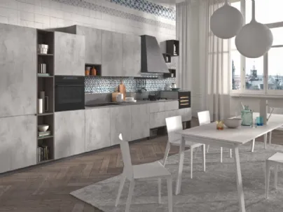 Cucina Moderna in finitura pietra argento Flo Evo 05 di Ar-Tre