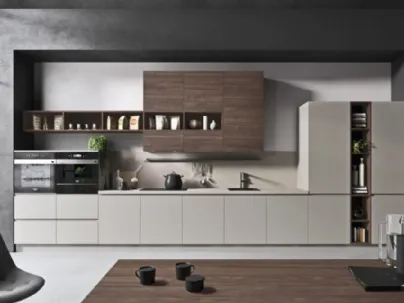 Cucina Moderna in laccato opaco e finitura noce moro Flo Evo 01 di Ar-Tre