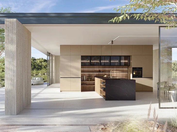 Cucina Moderna con penisola I Naturali 01 in laccato e legno di Ar-Tre