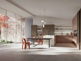 Cucina Moderna con penisola I Naturali 03 in laccato e legno di Ar-Tre