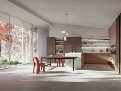 Cucina Moderna con penisola I Naturali 03 in laccato e legno di Ar-Tre