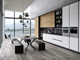 Cucina Moderna lineare I Naturali 04 in laccato e legno di Ar-Tre
