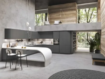 Cucina Moderna ad angolo in laccato opaco Los Angeles di Ar-Tre