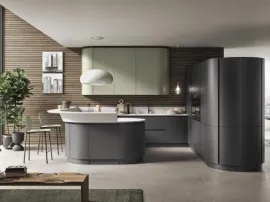 Cucina Moderna con penisola in laccato opaco Miami di Ar-Tre