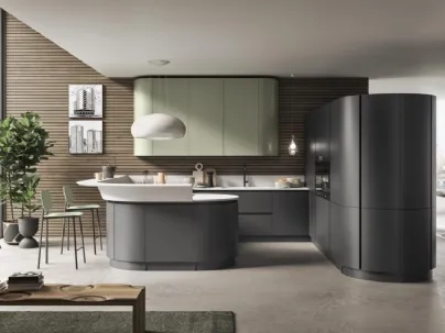 Cucina Moderna con penisola in laccato opaco Miami di Ar-Tre