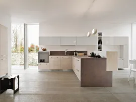 Cucina Moderna angolare in finitura legno e laccato Mito di Ar-Tre