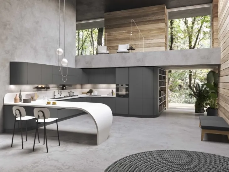 Cucina Moderna con penisola Progetto Sistema Laccato 05 di Ar-Tre