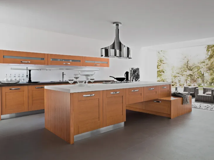 Cucina Moderna ad isola in ciliegio Quadra di Ar-Tre