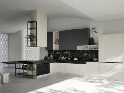 Cucina Moderna  angolare in finitura olmo talco e top in HPL Updesign 02 di Ar-Tre