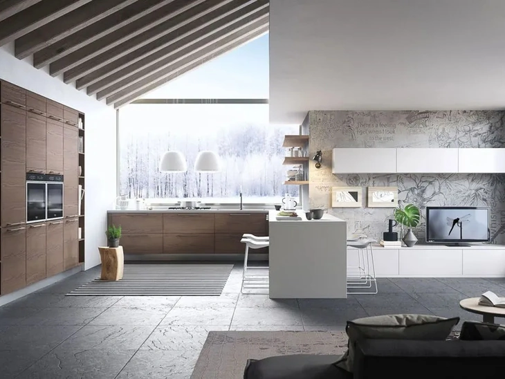 Cucina Moderna in legno con penisola Zoe 06 di Ar-Tre