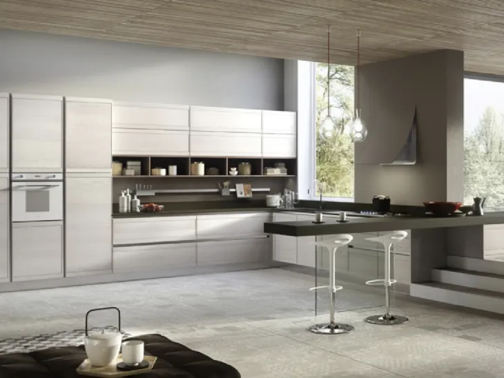 Cucina Moderna angolare con penisola Zoe Design 04 di Ar-Tre