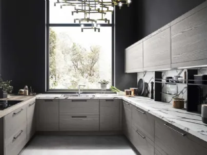 Cucina Moderna angolare in laccato platino Zoe Evolution 04 di Ar-Tre