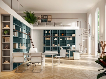 Scrivania Operativa OF109 con libreria angolare di Giessegi